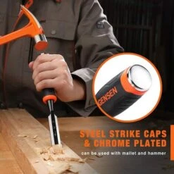 Jorgensen Ciseaux à Bois En Cr-V Professionnels 5 Pièces, Largeur De 6/10/12/19/25 Mm, Avec Capuchon En Métal Et Lame De Protection Et Sac Durable Pour Menuiserie Sculpture -Outils Magie Soldes Boutique 93968426 5