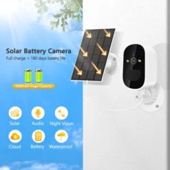 Camera De Surveillance Exterieure Solaire IP Wifi HD 1080P Dispositif De Securite Sans Fil Avec Audio Et Batterie Rechargeable 6000mAh -Outils Magie Soldes Boutique 94115601 3