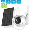 Camera De Surveillance Exterieur Solaire WiFi PTZ 1080P PIR, Detection Humaine, Surveillance Sans Fil, Cameras IP Avec Panneau Solaire, Batterie Rechargeable 7800mAh