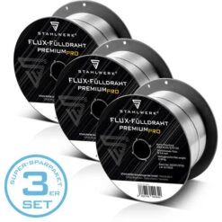 STAHLWERK MIG MAG Fil De Soudage Premium - Fil Fourré Set De 3 E71T-GS Ø 0,9 Mm S100/ D100 Bobine De Fil De 0,45 Kg / Fil Fourré Flux