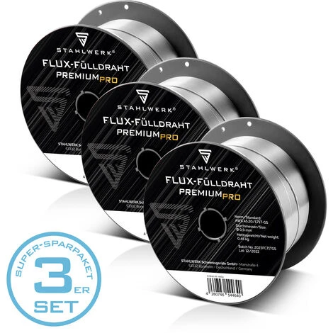 STAHLWERK MIG MAG Fil De Soudage Premium - Fil Fourré Set De 3 E71T-GS Ø 0,9 Mm S100/ D100 Bobine De Fil De 0,45 Kg / Fil Fourré Flux 1 STAHLWERK MIG MAG Fil De Soudage Premium - Fil Fourré Set De 3 E71T-GS Ø 0,9 Mm S100/ D100 Bobine De Fil De 0,45 Kg / Fil Fourré Flux