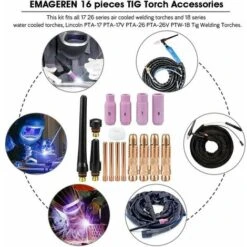 RAINBOW Betterlife Kit De 16 Pcs Pince TIG Buse En Céramique Casquette Torche De Soudure TIG Gaz Lentille Corps De Pince TIG Capuchons Arrière TIG Accessoire Soudage Pour WP - 17/18 / 26 TIG Torche So -Outils Magie Soldes Boutique 96782125 5
