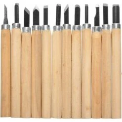 12PCS Outil De Gravure à Bois Main Couteau Sculpture Sur Bois Ciseaux à Découper Pour Sculpteur, Charpentier, Amateur, Poteri