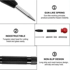 Pointeau Automatique Impact 2 Pcs Triomphe Perforateur Central à Ressort Outil De Poinçon De Marquage Pointeau Automatique Impact Réglable Avec Outil De Poinçon Central Poinçonnage Pour Bois, Métal, P -Outils Magie Soldes Boutique 97314667 4