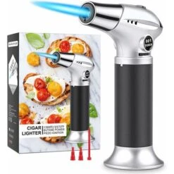 Chalumeau De Cuisine Briquet Rechargeable Chalumeau Réglable Flamme Torche Gaz Butane Avec Verrouillage De Sécurité De L'Artisanat De Bricolage De Cuisine BBQ Cuisson Crème Brûlée à Souder H617