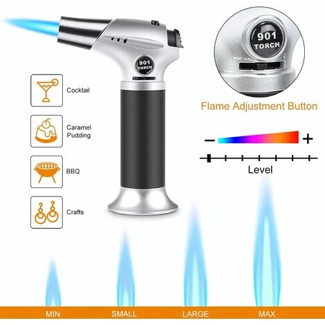 Chalumeau De Cuisine Briquet Rechargeable Chalumeau Réglable Flamme Torche Gaz Butane Avec Verrouillage De Sécurité De L'Artisanat De Bricolage De Cuisine BBQ Cuisson Crème Brûlée à Souder H617 2 Chalumeau De Cuisine Briquet Rechargeable Chalumeau Réglable Flamme Torche Gaz Butane Avec Verrouillage De Sécurité De L'Artisanat De Bricolage De Cuisine BBQ Cuisson Crème Brûlée à Souder H617 – Image 2