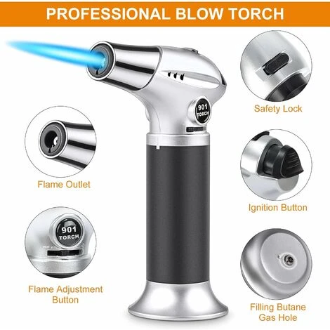 Chalumeau De Cuisine Briquet Rechargeable Chalumeau Réglable Flamme Torche Gaz Butane Avec Verrouillage De Sécurité De L'Artisanat De Bricolage De Cuisine BBQ Cuisson Crème Brûlée à Souder H617 3 Chalumeau De Cuisine Briquet Rechargeable Chalumeau Réglable Flamme Torche Gaz Butane Avec Verrouillage De Sécurité De L'Artisanat De Bricolage De Cuisine BBQ Cuisson Crème Brûlée à Souder H617 – Image 3