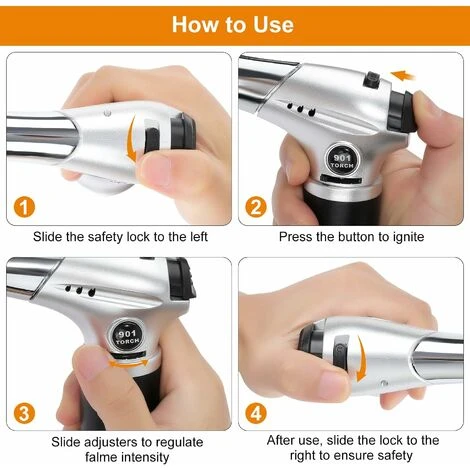Chalumeau De Cuisine Briquet Rechargeable Chalumeau Réglable Flamme Torche Gaz Butane Avec Verrouillage De Sécurité De L'Artisanat De Bricolage De Cuisine BBQ Cuisson Crème Brûlée à Souder H617 4 Chalumeau De Cuisine Briquet Rechargeable Chalumeau Réglable Flamme Torche Gaz Butane Avec Verrouillage De Sécurité De L'Artisanat De Bricolage De Cuisine BBQ Cuisson Crème Brûlée à Souder H617 – Image 4
